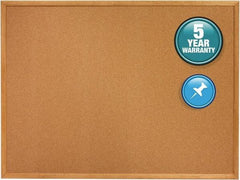 Quartet - 24" Wide x 18" High Open Cork Bulletin Board - Natural (Color) - Eagle Tool & Supply