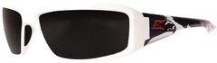 Edge Eyewear - Smoke Lenses, Framed Polarized Glasses - Scratch Resistant, White Nylon Frame, Size Universal, Wrap Around - Eagle Tool & Supply