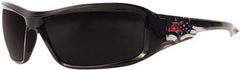 Edge Eyewear - Smoke Lenses, Framed Polarized Glasses - Scratch Resistant, Black Nylon Frame, Size Universal, Wrap Around - Eagle Tool & Supply