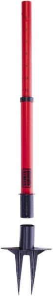 Banner Stakes - 22 to 42" High, 2-3/8" Pole Diam, Stanchion - 9" Base Diam, Removable Spike Nylon Base, Red Plastic Post, For Outdoor Use - Eagle Tool & Supply