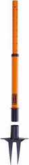 Banner Stakes - 22 to 42" High, 2-3/8" Pole Diam, Stanchion - 9" Base Diam, Removable Spike Nylon Base, Orange Plastic Post, For Outdoor Use - Eagle Tool & Supply