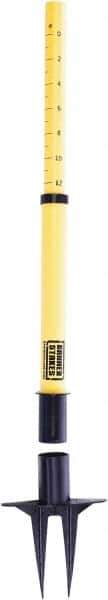 Banner Stakes - 22 to 42" High, 2-3/8" Pole Diam, Stanchion - 9" Base Diam, Removable Spike Nylon Base, Yellow Plastic Post, For Outdoor Use - Eagle Tool & Supply