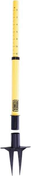 Banner Stakes - 22 to 42" High, 2-3/8" Pole Diam, Stanchion - 9" Base Diam, Removable Spike Nylon Base, Yellow Plastic Post, For Outdoor Use - Eagle Tool & Supply