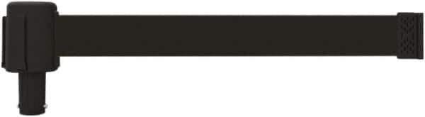 Banner Stakes - 6.61" High x 15' Long x 2-1/2" Wide Retractable Barrier Belt - Plastic & Polyester, Matte Finish, Black, Use with Banner Stakes Plus Stanchion, Banner Stakes Plus Base - Eagle Tool & Supply