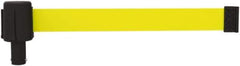 Banner Stakes - 6.61" High x 15' Long x 2-1/2" Wide Retractable Barrier Belt - Plastic & Polyester, Matte Finish, Yellow, Use with Banner Stakes Plus Stanchion, Banner Stakes Plus Base - Eagle Tool & Supply