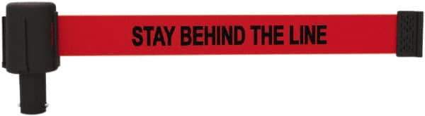 Banner Stakes - 6.61" High x 15' Long x 2-1/2" Wide Retractable Barrier Belt - Plastic & Polyester, Matte Finish, Red, Use with Banner Stakes Plus Stanchion, Banner Stakes Plus Base - Eagle Tool & Supply
