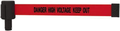 Banner Stakes - 6.61" High x 15' Long x 2-1/2" Wide Retractable Barrier Belt - Plastic & Polyester, Matte Finish, Red, Use with Banner Stakes Plus Stanchion, Banner Stakes Plus Base - Eagle Tool & Supply