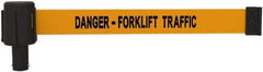 Banner Stakes - 6.61" High x 15' Long x 2-1/2" Wide Retractable Barrier Belt - Plastic & Polyester, Matte Finish, Orange, Use with Banner Stakes Plus Stanchion, Banner Stakes Plus Base - Eagle Tool & Supply