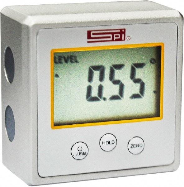 SPI - 0 to 90° Measuring Range, Magnetic Base Digital Protractor - 0.05° Resolution, Accurate to 0.2°, 9V Battery Included - Eagle Tool & Supply