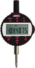 SPI - 0 to 1/2" Range, 0.00005" Graduation, Electronic Drop Indicator - Flat & Center Lug Back, Accurate to 0.00016", English & Metric System, LCD Display - Eagle Tool & Supply