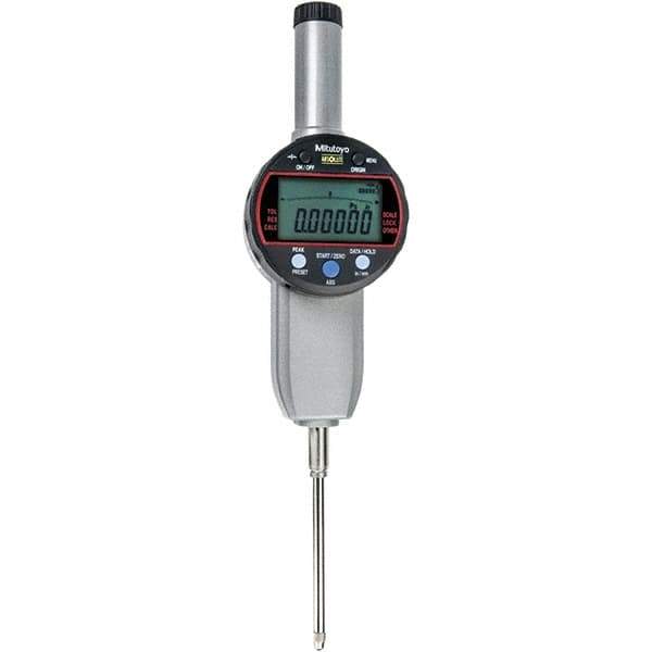Mitutoyo - 0 to 2" Range, 0.001mm Graduation, Electronic Drop Indicator - Flat Back, Accurate to 0.00025", Inch & Metric System, LCD Display - Eagle Tool & Supply
