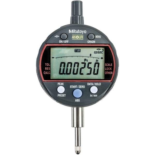 Mitutoyo - 0 to 1/2" Range, 0.001mm Graduation, Electronic Drop Indicator - Flat Back, Accurate to 0.0001", Inch & Metric System, LCD Display - Eagle Tool & Supply
