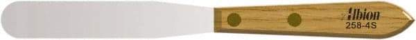 Albion Engineering - 3/4" Wide Spring Blade Stainless Steel Spatula - Flexible, Straight Hardwood Handle, 4" OAL - Eagle Tool & Supply