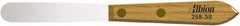 Albion Engineering - 5/8" Wide Spring Blade Stainless Steel Spatula - Flexible, Straight Hardwood Handle, 4" OAL - Eagle Tool & Supply