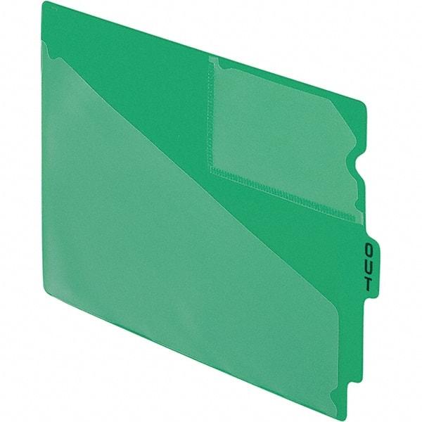 Pendaflex - 8-1/2 x 11" 50 Tabs, Unpunched, End Tab Out Guides with Pockets - Green - Eagle Tool & Supply