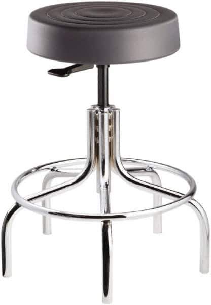 Bevco - 14 Inch Wide x 14-1/2 Inch Deep x 25 Inch High, Tubular Chrome Base, Adjustable Height Swivel Stool - Polyurethane Seat, Graphite - Eagle Tool & Supply