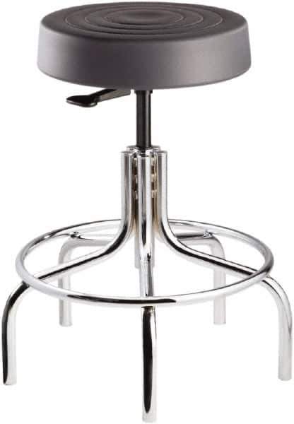 Bevco - 14 Inch Wide x 14-1/2 Inch Deep x 30 Inch High, Tubular Chrome Base, Adjustable Height Swivel Stool - Polyurethane Seat, Graphite - Eagle Tool & Supply