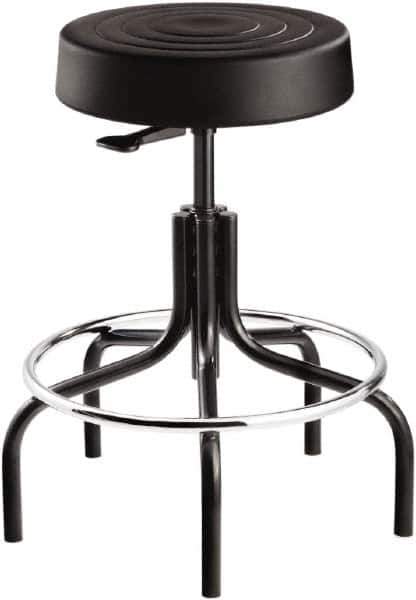 Bevco - 14 Inch Wide x 14-1/2 Inch Deep x 30 Inch High, Tubular Steel Base, Adjustable Height Swivel Stool - Polyurethane Seat, Black - Eagle Tool & Supply