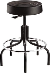 Bevco - 14 Inch Wide x 14-1/2 Inch Deep x 30 Inch High, Tubular Steel Base, Adjustable Height Swivel Stool - Polyurethane Seat, Black - Eagle Tool & Supply