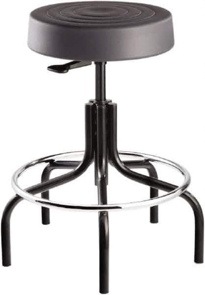 Bevco - 14 Inch Wide x 14-1/2 Inch Deep x 25 Inch High, Tubular Steel Base, Adjustable Height Swivel Stool - Polyurethane Seat, Graphite - Eagle Tool & Supply