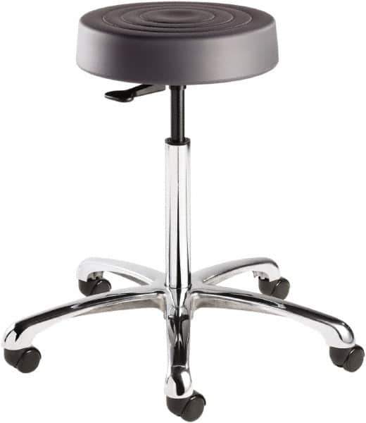 Bevco - 14 Inch Wide x 14-1/2 Inch Deep x 33 Inch High, Polished Aluminum Base, Adjustable Height Swivel Stool - Polyurethane Seat, Graphite - Eagle Tool & Supply