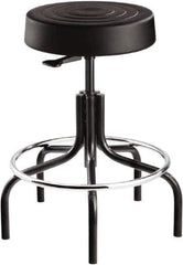 Bevco - 14 Inch Wide x 14-1/2 Inch Deep x 25 Inch High, Tubular Steel Base, Adjustable Height Swivel Stool - Polyurethane Seat, Black - Eagle Tool & Supply