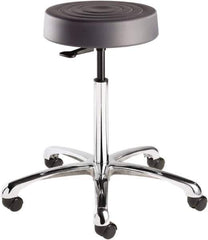 Bevco - 14 Inch Wide x 14-1/2 Inch Deep x 27-3/4 Inch High, Polished Aluminum Base, Adjustable Height Swivel Stool - Polyurethane Seat, Graphite - Eagle Tool & Supply