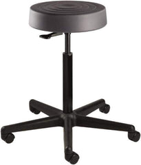 Bevco - 14 Inch Wide x 14-1/2 Inch Deep x 34 Inch High, Reinforced Black Nylon Base, Adjustable Height Swivel Stool - Polyurethane Seat, Graphite - Eagle Tool & Supply