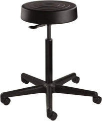 Bevco - 14 Inch Wide x 14-1/2 Inch Deep x 34 Inch High, Reinforced Black Nylon Base, Adjustable Height Swivel Stool - Polyurethane Seat, Black - Eagle Tool & Supply