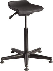 Bevco - 14 Inch Wide x 14 Inch Deep x 32 Inch High, Reinforced Black Nylon Base, Adjustable Height Swivel Stool - Polyurethane Seat, Black - Eagle Tool & Supply