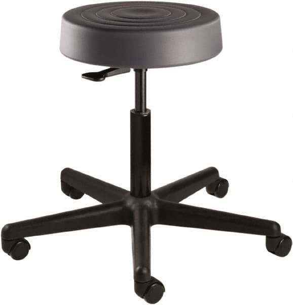 Bevco - 14 Inch Wide x 14-1/2 Inch Deep x 22-1/2 Inch High, Reinforced Black Nylon Base, Adjustable Height Swivel Stool - Polyurethane Seat, Graphite - Eagle Tool & Supply