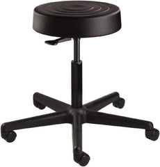 Bevco - 14 Inch Wide x 14-1/2 Inch Deep x 22-1/2 Inch High, Reinforced Black Nylon Base, Adjustable Height Swivel Stool - Polyurethane Seat, Black - Eagle Tool & Supply