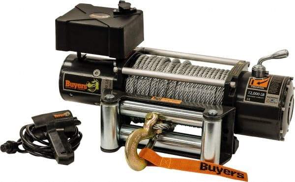 Buyers Products - 12,000 Lb Capacity, 100' Cable Length, Automotive DC Electric Winch - 12 Volts - Eagle Tool & Supply