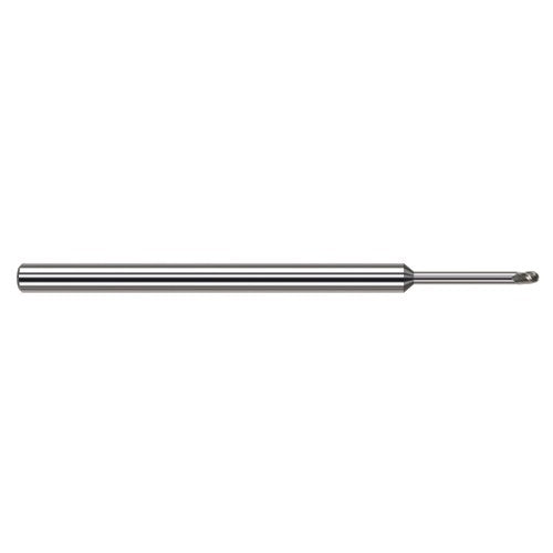 ‎3/64″ Dia. × 1/8″ Shank × 0.07″ DOC × 2-1/2″ OAL, Carbide Uncoated, Stub , 3 Flute, Ballnose End Mill - Exact Industrial Supply