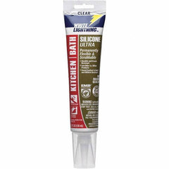 White Lightning - 5.3 oz Tube Clear Silicone Sealant - -80 to 450°F Operating Temp, 30 min Tack Free Dry Time, 24 hr Full Cure Time - Eagle Tool & Supply