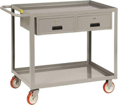 Little Giant - 1,200 Lb Capacity, 24" Wide x 42" Long x 35" High Shelf Cart - 2 Shelf, Steel, 2 Rigid/2 Swivel Casters - Eagle Tool & Supply