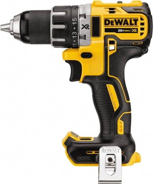 DeWALT - 20 Volt 1/2" Chuck Mid-Handle Cordless Drill - 0-500 & 0-2000 RPM, Keyless Chuck, Reversible, Lithium-Ion Batteries Not Included - Eagle Tool & Supply