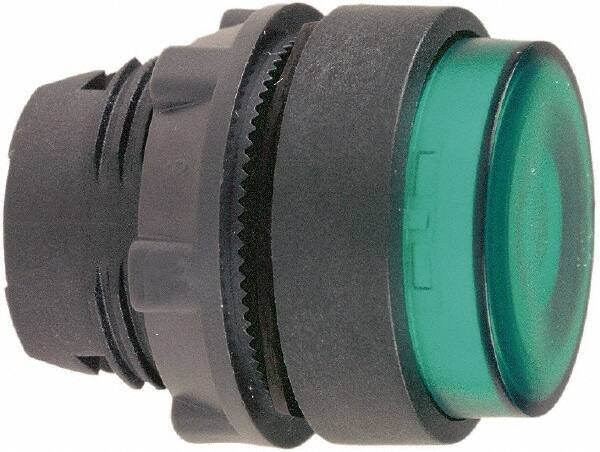 Schneider Electric - 22mm Mount Hole, Extended Straight, Pushbutton Switch Only - Round, Green Pushbutton, Illuminated, Momentary (MO) - Eagle Tool & Supply