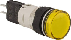 Schneider Electric - 48-120 VAC/VDC Yellow Lens LED Pilot Light - Round Lens, Quick Connect Connector, 18mm Wide, Vibration Resistant - Eagle Tool & Supply