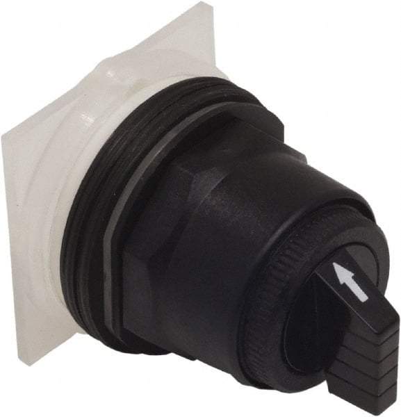 Schneider Electric - 1.18 Inch Mount Hole, 3 Position, Knob and Pushbutton Operated, Selector Switch Only - Black, Maintained (MA), without Contact Blocks, Anticorrosive, Weatherproof, Dust and Oil Resistant - Eagle Tool & Supply