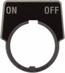 Schneider Electric - Aluminum Legend Plate - On-Off - Black Background, 30mm Hole Diameter, 1-3/4 Inch Wide - Eagle Tool & Supply