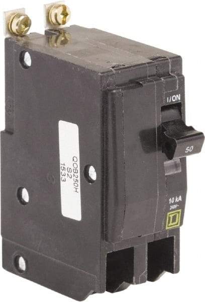 Square D - 50 Amp, 240 VAC, 2 Pole, Bolt On Miniature Circuit Breaker - 8-2 AWG - Eagle Tool & Supply