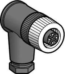 Telemecanique Sensors - 3 Amp, M12 4 Pin Elbowed Female Field Attachable Connector Sensor and Receptacle - 125 VAC, 150 VDC, IP67 Ingress Rating - Eagle Tool & Supply