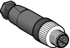 Telemecanique Sensors - 3 Amp, M12 4 Pin Male Straight Field Attachable Connector Sensor and Receptacle - 125 VAC, 150 VDC, IP67 Ingress Rating - Eagle Tool & Supply