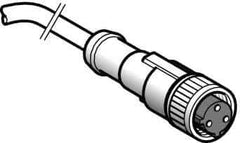 Telemecanique Sensors - 4 Amp, 1/2-20 UNF 3 Pin Female Straight Cordset Sensor and Receptacle - 250 VAC, 300 VDC, 2m Cable Length, IP67 Ingress Rating - Eagle Tool & Supply