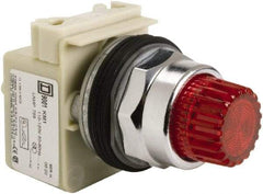 Schneider Electric - 1.18 Inch Mount Hole, Extended Straight, Pushbutton Switch Only - Round, Red Pushbutton, Illuminated, Momentary (MO), Weatherproof, Dust and Oil Resistant - Eagle Tool & Supply