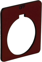 Schneider Electric - Square, Plastic Legend Plate - Off - Red Background, Black Letters, 1.2 Inch Hole Diameter, 1-3/4 Inch Square - Eagle Tool & Supply