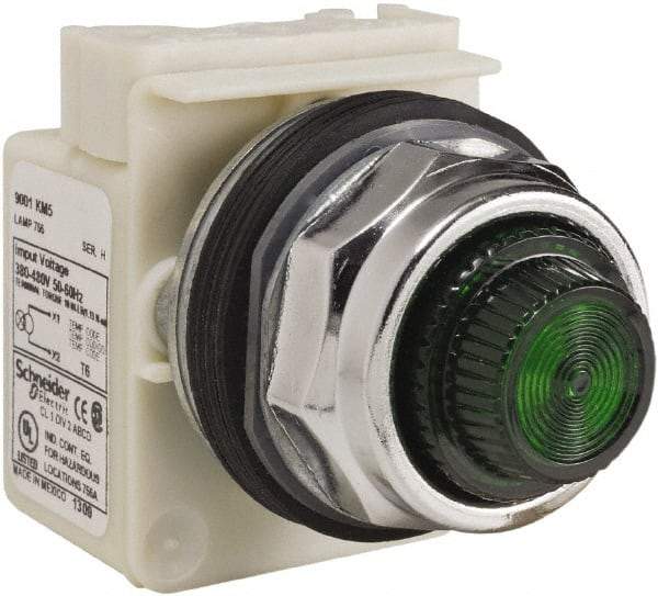 Schneider Electric - 480 VAC Green Lens Indicating Light - Screw Clamp Connector - Eagle Tool & Supply