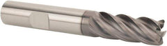 SGS - 12mm Diam, Variable Pitch, 26mm LOC, 5 Flute Solid Carbide 0.75mm Corner Radius Roughing End Mill - AlTiN Finish, 83mm OAL, 12mm Shank Diam, Single End, 37° Helix - Eagle Tool & Supply