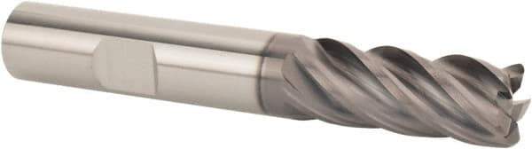 SGS - 1" Diam, Variable Pitch, 1-1/2" LOC, 5 Flute Solid Carbide 0.06" Corner Radius Roughing End Mill - AlTiN Finish, 4" OAL, 1" Shank Diam, Single End, 37° Helix - Eagle Tool & Supply